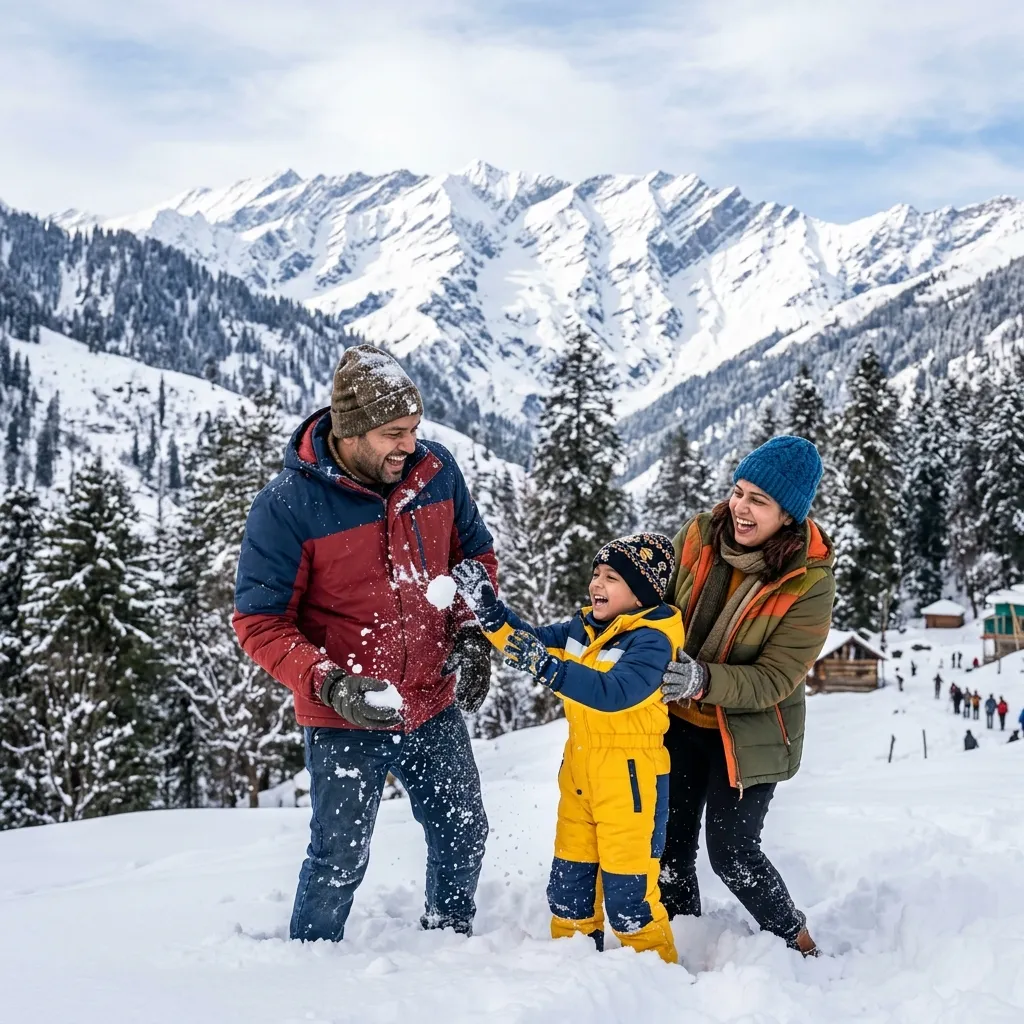 Mehta Family in snow-capped Manali
