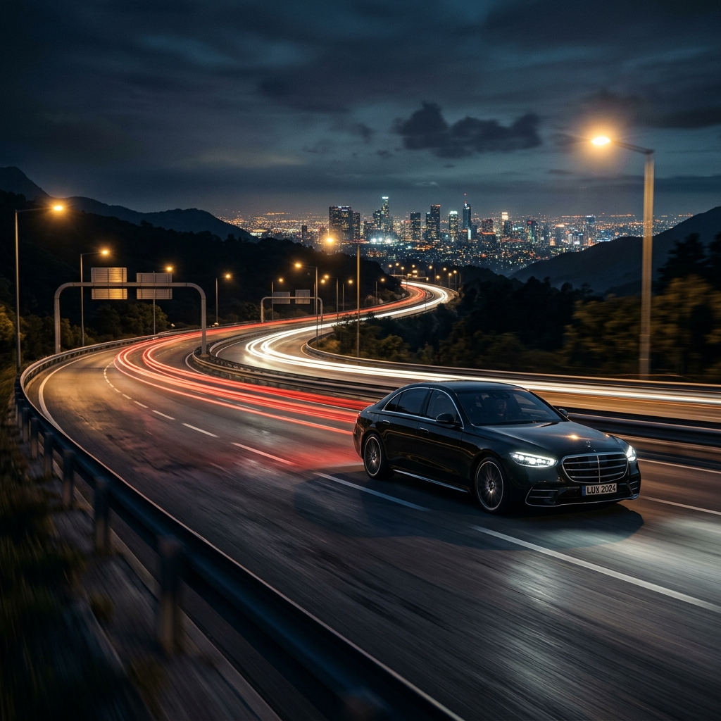Luxury car on highway